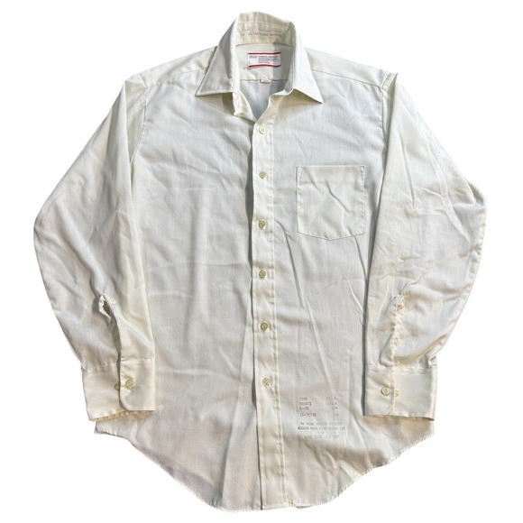 Vintage Sears Perma-Prest Men's Dress Shirt Size 15 32/33 Cream Long Sleeve
